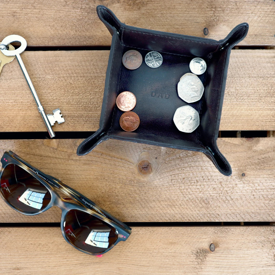 Personalised Desk Tidy/Coin Tray/Jewellery Holder - Black