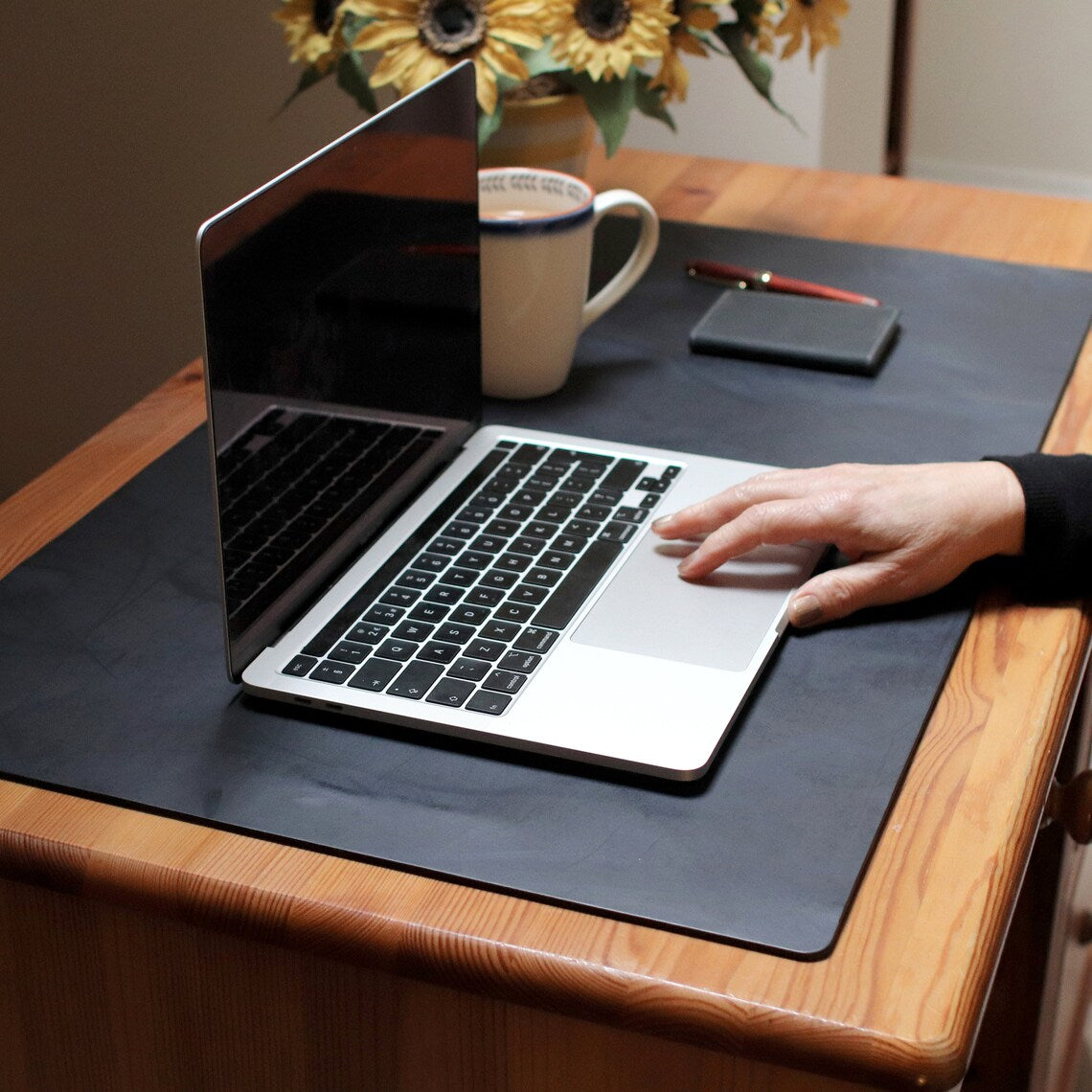 Personalised Leather Desk Mat - Black