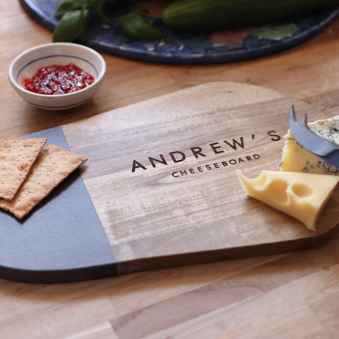 Personalised Wood & Slate Chopping Board