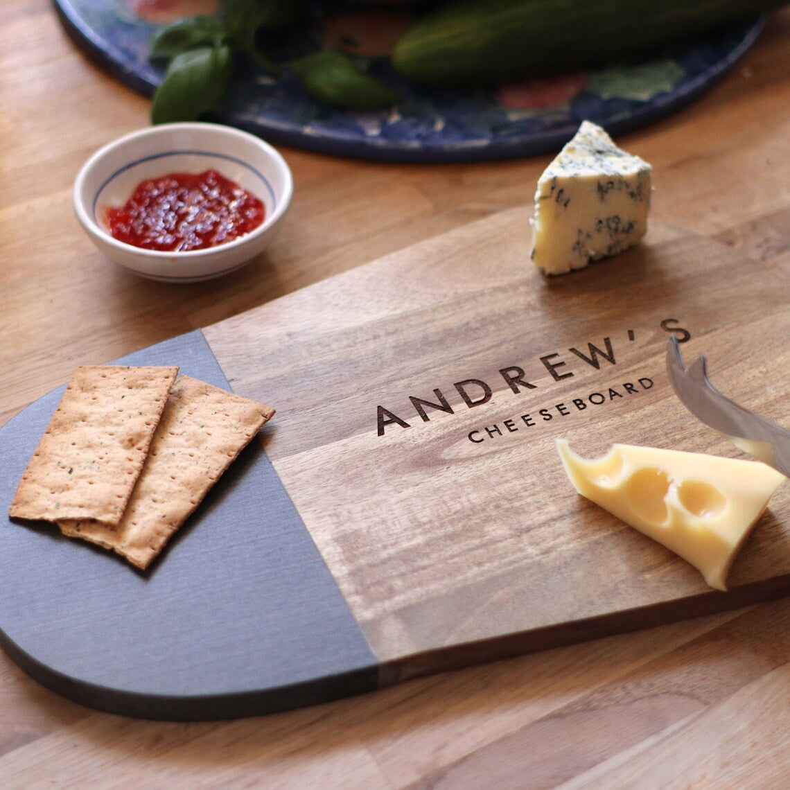 Personalised Wood & Slate Chopping Board