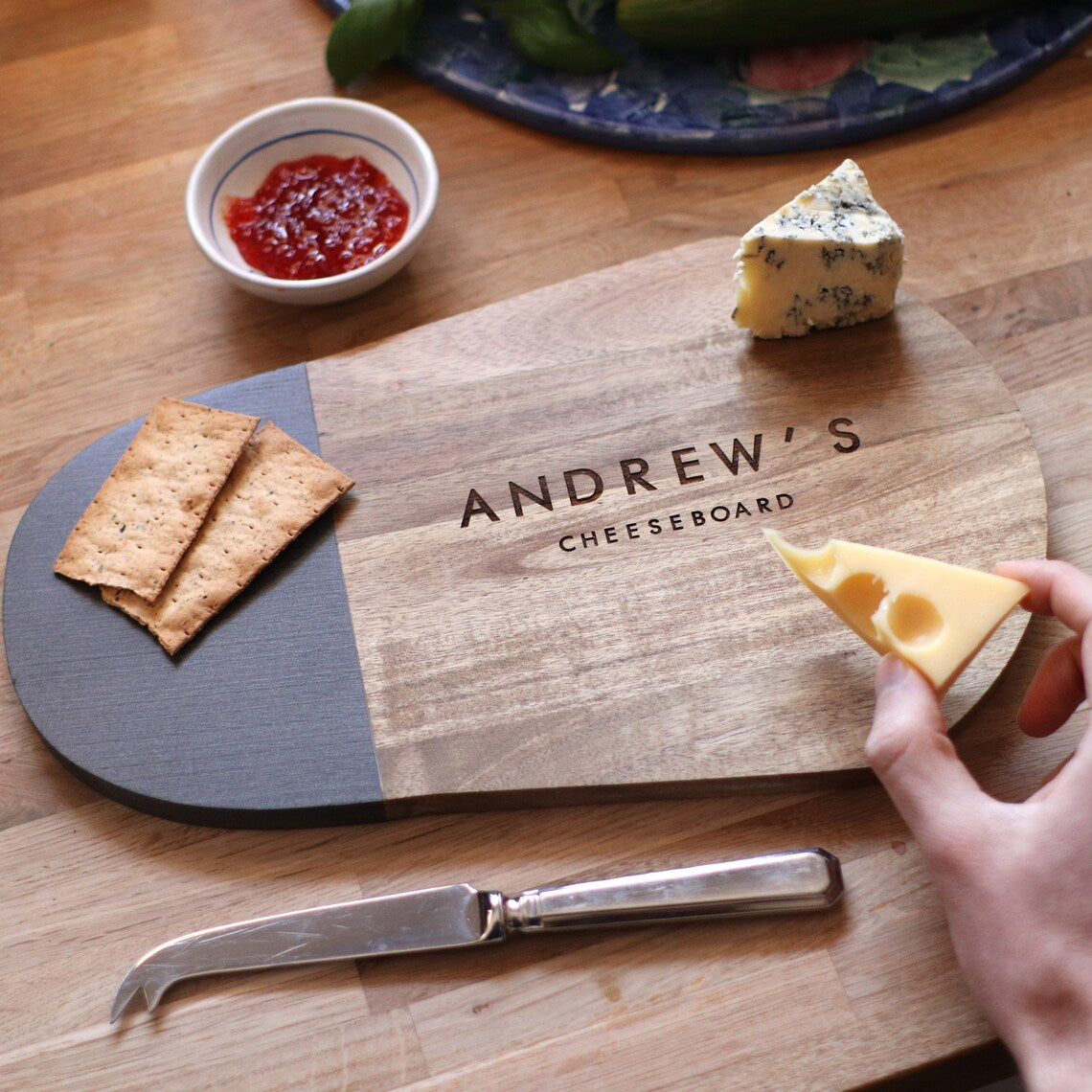 Personalised Wood & Slate Chopping Board