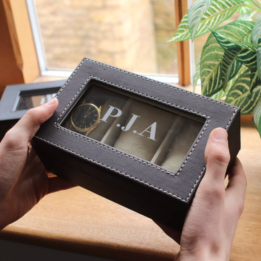 Personalised 3 Piece Watch Box - Brown