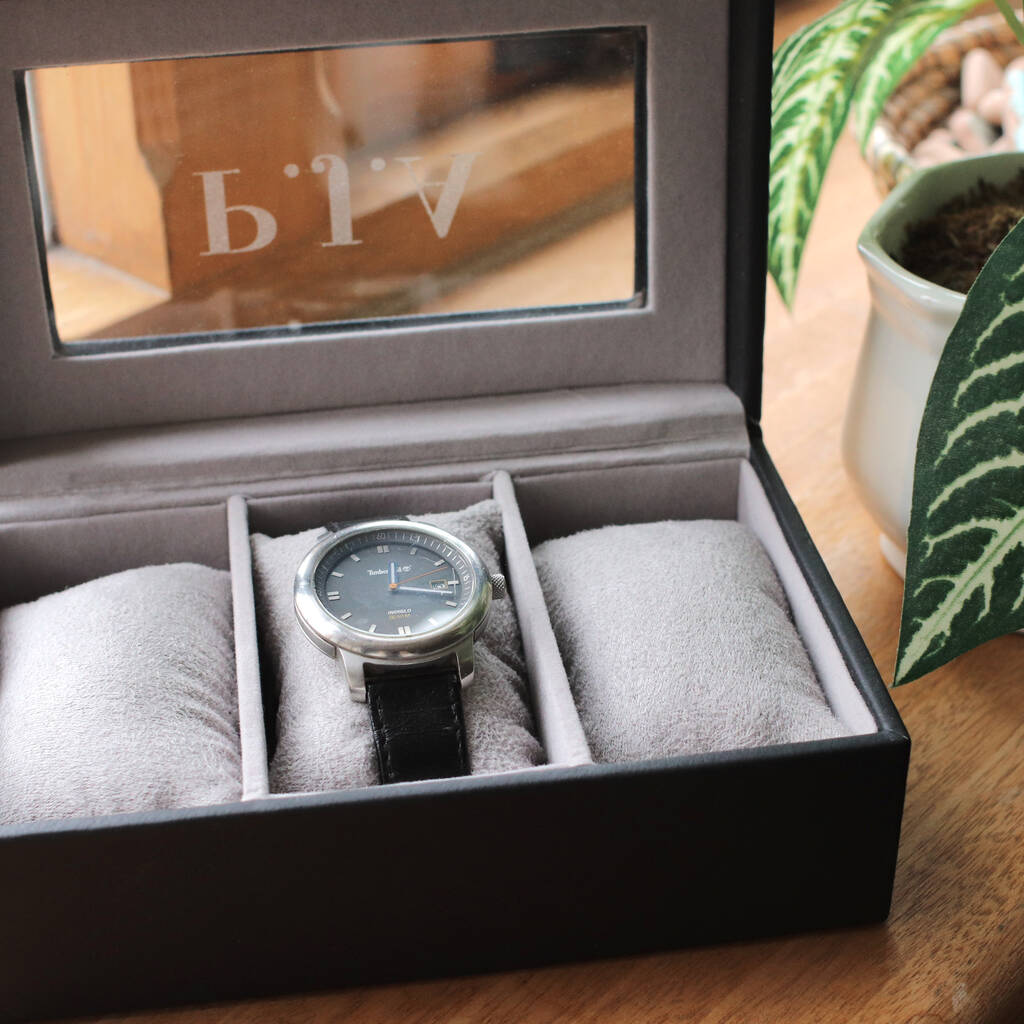 Personalised 3 Piece Watch Box - Black